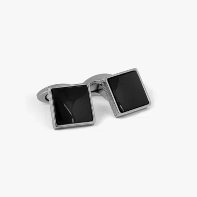 Tateossian Titanium Classic Cufflinks With Onyx In Black
