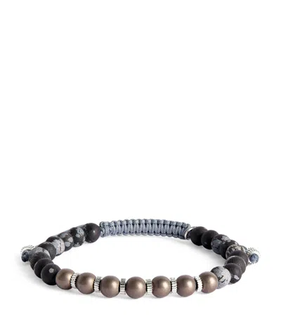 Tateossian Titanium Macrame Bead Bracelet In Silver