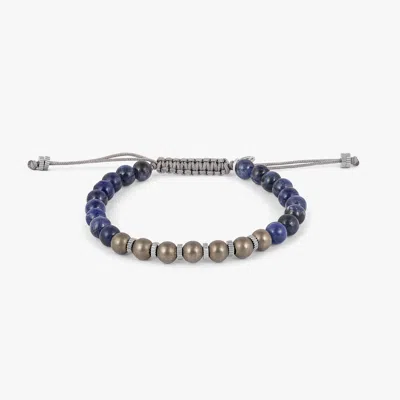 Tateossian Titanium Macrame Bracelet With Sodalite In Blue