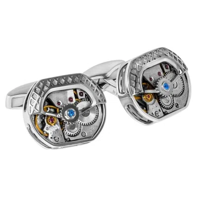 Pre-owned Tateossian Tonneau Skeleton Cufflinks In Rhodium Plated Silver (limited Edition) In Multi
