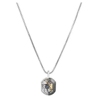 Pre-owned Tateossian Tonneau Skeleton Necklace With Blue Sapphire (limited Edition)