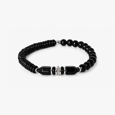 Tateossian Totem Disc Bead Bracelet In Black Agate With Sterling Silver - M