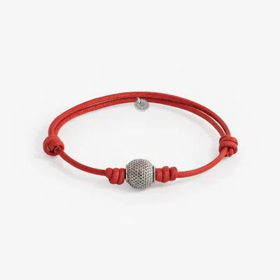 Tateossian Valentine's Red Mesh Bead Cord Bracelet In Rhodium Plated