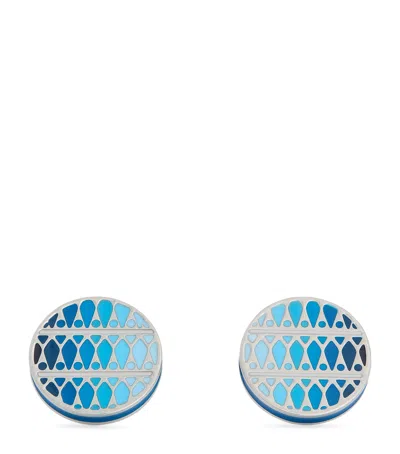 Tateossian White Bronze-plated Cairo Leaf Cufflinks In Blue