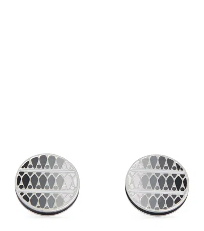 Tateossian White Bronze-plated Cairo Leaf Cufflinks In Gray