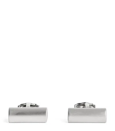 Tateossian White Bronze-plated Cylinder And Enamel Cufflinks In Black