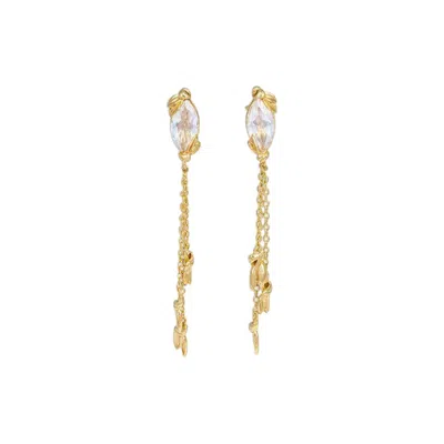 Pre-owned Tateossian Wild Flower Drop Earrings In Blue Quartz And 14k Gold Plated Sterling Silver