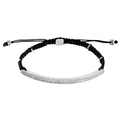 Pre-owned Tateossian Windsor Baton Bracelet With 139 Micro Pavé White Diamonds In Macramé, Size M