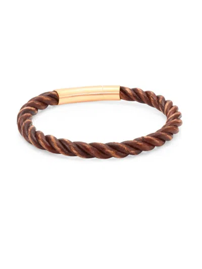 Tateossian Women's Philip Rose Goldplated Silver & Leather Braided Bracelet In Brown
