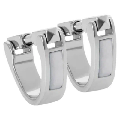 Pre-owned Tateossian Wrap Around Cufflinks In White Mop With Rhodium Silver (limited Edition)