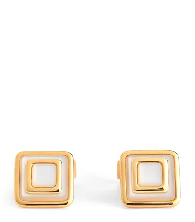 Tateossian Yellow Gold And Mother-of-pearl Square Cufflinks