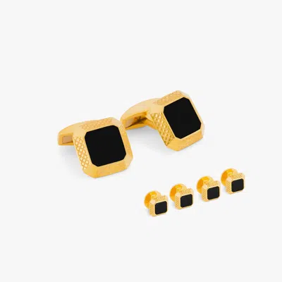 Tateossian Yellow Gold Plated Signature Octo Cufflinks & Studs Set