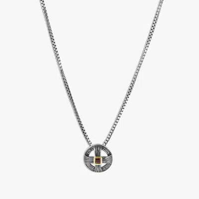 Tateossian Yerevan Heritage Necklace With Red Garnet & Oxidised Sterling Silver