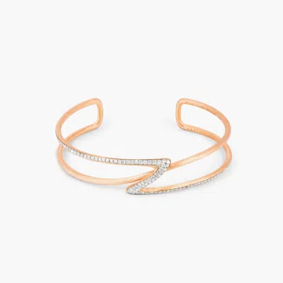 Tateossian Zaha Hadid Design Apex Bangle In Rose Gold Plated Sterling Silver With White Diamonds - M