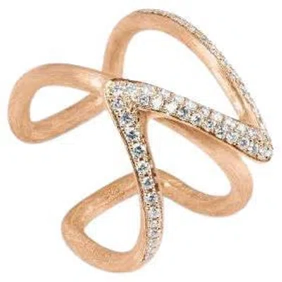Pre-owned Tateossian Zaha Hadid Design Apex Ring In Rose Gold Plated Sterling Silver White Diamond