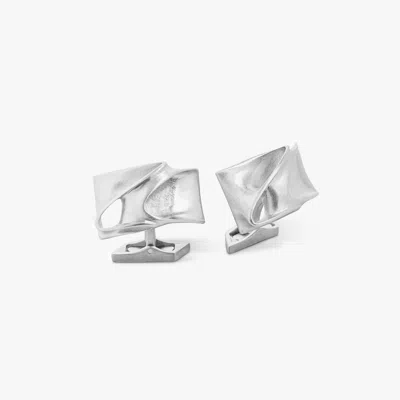 Tateossian Zaha Hadid Design Tyne Cufflinks In Palladium Plated Stainless Steel Brushed In Metallic