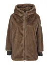 Tatras Arabis Brown Jacket With Fixed Hood And Logo Patch On The Sleeve In Faux Fur Woman In Brown
