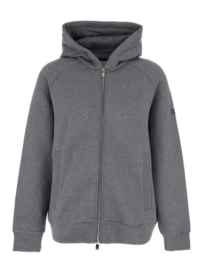 TATRAS 'BACCARO' GREY SWEATSHIRT WITH HOOD AND LOGO PATCH ON THE SLEEVE IN COTTON MAN
