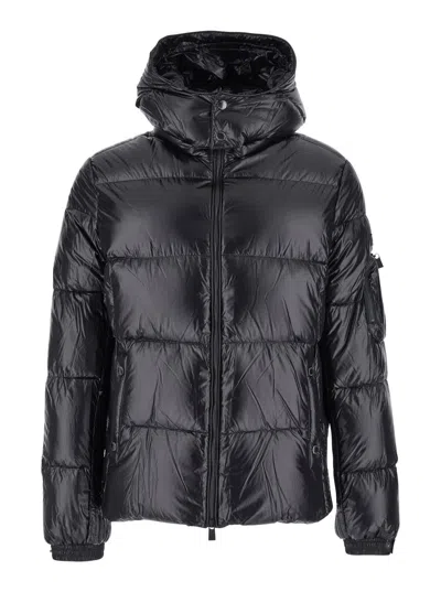 Tatras Belbo Black Down Jacket With Hood And Logo Patch On The Side In Tech Fabric Man