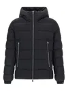 Tatras Domiziano Black Down Jacket With Fixed Hood And Logo Patch On The Sleeve In Tech Fabric Man In Blue