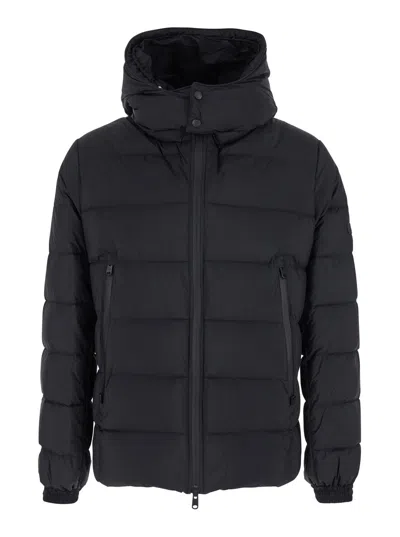 Tatras Borbore Black Down Jacket With Hood And Logo Patch On The Side In Tech Fabric Man