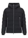 Tatras Domiziano Black Down Jacket With Fixed Hood And Logo Patch On The Sleeve In Tech Fabric Man In Animal Print