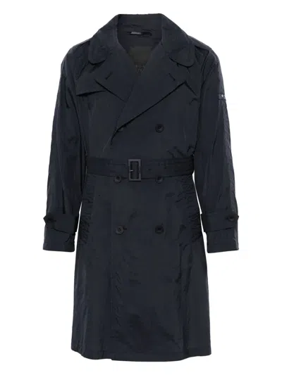 Tatras Crinkled Trench Coat In Blue