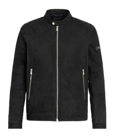 Tatras Double-slider Zip Suede Leather Jacket In Black