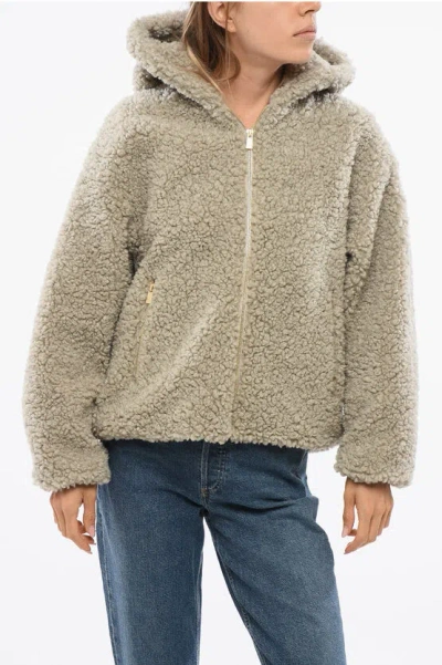 Tatras Faux Fur Ipama Jacket With Hood And Golden Effect Details In Neutral