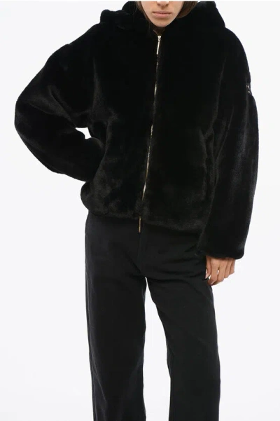 Tatras Faux Fur Yumola Jacket With Hood In Black