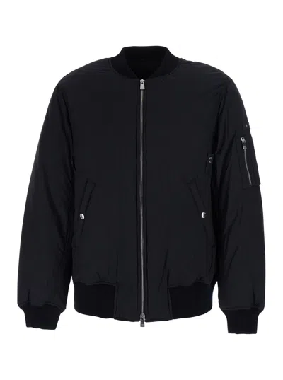 Tatras High-collar Tech Fabric Down Jacket With Sleeve Logo Patch In Black