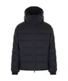 Tatras 'borbore' Blue Down Jacket With Hood And Logo Patch In Black