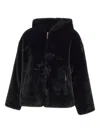 Tatras Yumola Black Jacket With Drawstring Hood And Logo Patch On The Sleeve In Ecofur Woman In Black