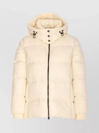 Tatras Hooded Padded Quilted Jacket Zipper Pockets In White