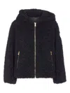 Tatras Faux Fur Ipama Jacket With Hood And Golden Effect Details In Black