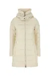 Tatras Long Quilted Hooded Down Jacket With Side Pockets In Ivory