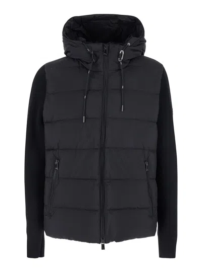 TATRAS 'KEITIE' BLACK DOWN JACKET WITH DRAWSTRING HOOD AND LOGO PATCH ON THE SIDE IN TECH FABRIC MAN