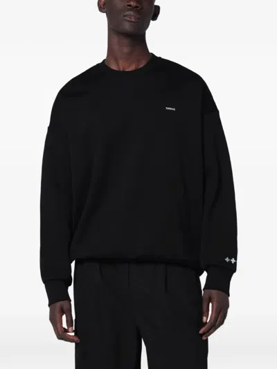 Tatras Black Cotton Sweatshirt With Embroidered Logo In Animal Print