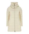 Tatras Long Quilted Hooded Down Jacket With Side Pockets In Ivory