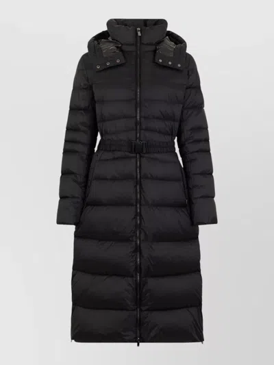 Tatras Long Quilted Hooded Coat High Collar In Black