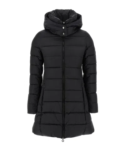 Tatras Long Sleeve Cotton Coat In Black
