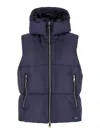Tatras 'melko' Blue Sleeveless Down Jacket With Hood And Logo Patch In Blue