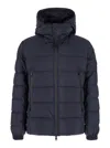 Tatras 'borbore' Blue Down Jacket With Hood And Logo Patch