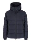 Tatras 'borbore' Blue Down Jacket With Hood And Logo Patch In Black