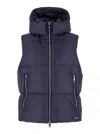 Tatras 'melko' Blue Sleeveless Down Jacket With Hood And Logo Patch
