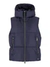 Tatras 'melko' Blue Sleeveless Down Jacket With Hood And Logo Patch In Blue