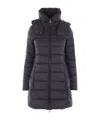 Tatras Hooded Long Length Padded Quilted Jacket In Black