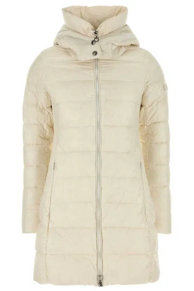 Tatras Long Quilted Hooded Down Jacket With Side Pockets In White