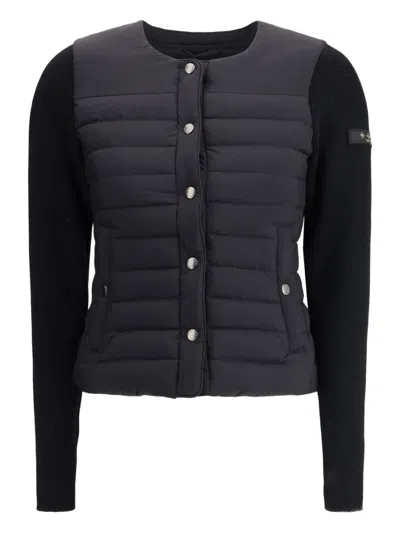 Tatras Quilted Ribbed-sleeves Puffer Jacket In Black