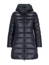 Tatras Hooded Long Length Padded Quilted Jacket In Blue